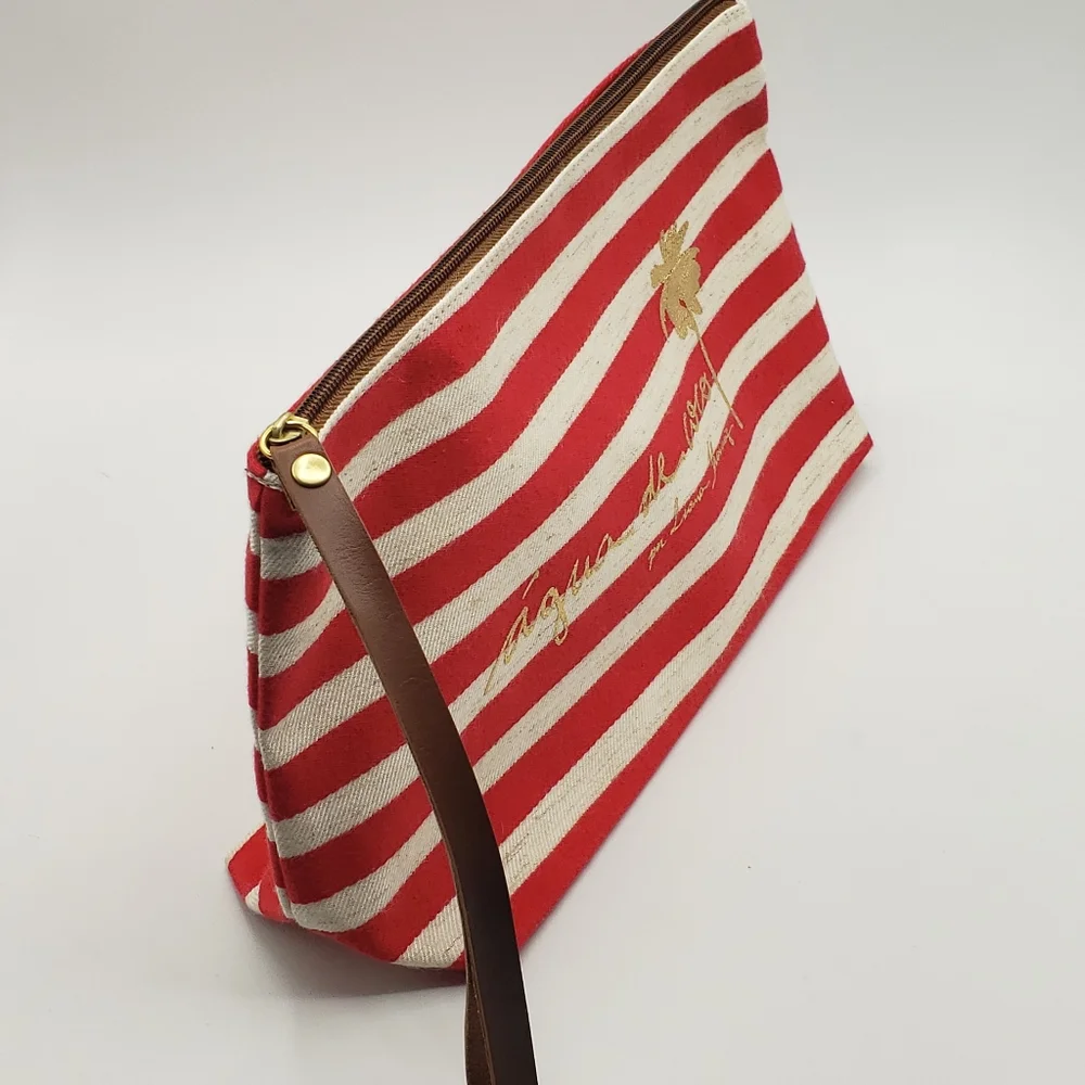 Agua de Coco Liana Thomaz cosmetic bag red ivory stripe